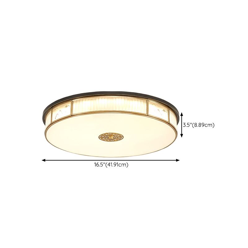 LED Modern Metal Flush Mount Geometric Shape Ceiling Lamp with Glass Shade for Living Room