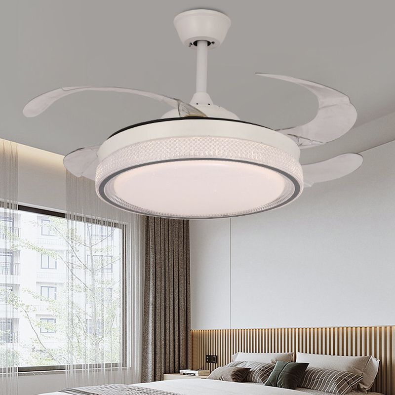 Contemporary Fan Ceiling Fixture in White Finish LED Ceiling Fan