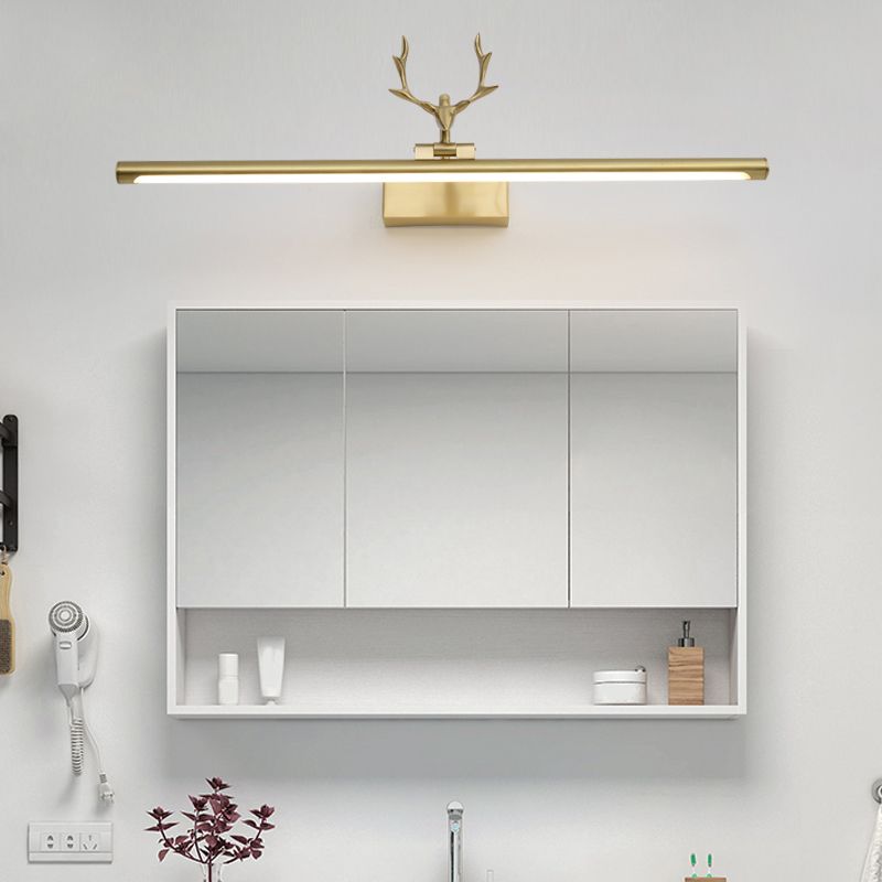 Mid-Century Luxury Style Linear Wall Mounted Vanity Lights Metal Vanity Lighting Fixtures with Antlers