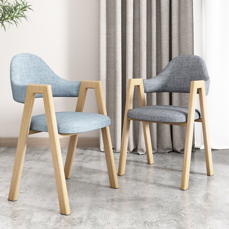 Modern Fabric Dining Chair with Arms Matte Finish Open Back Side Chair