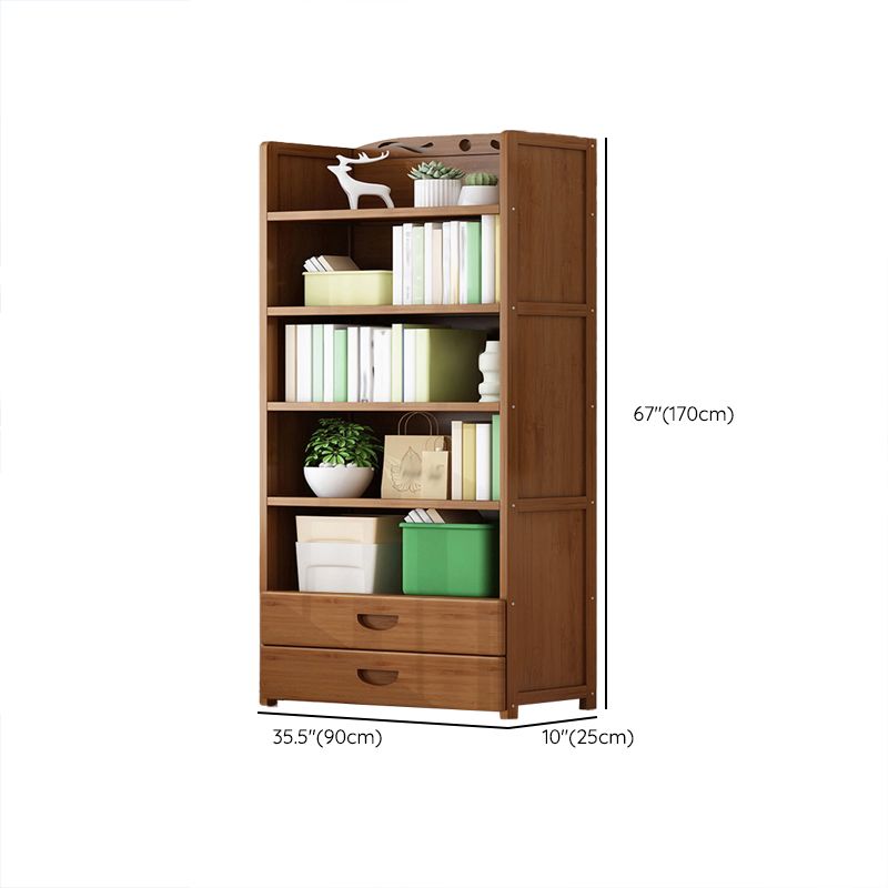 Vertical Contemporary Bamboo Bookcase Open Back Bookshelf for Office