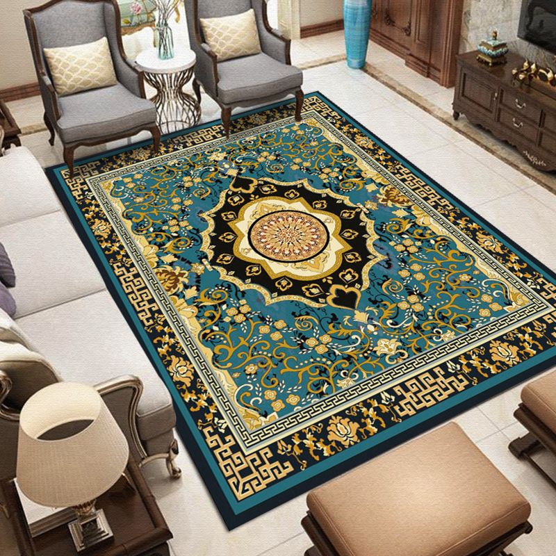 Moroccan Medallion Print Carpet Nostalgia	Carpet Polyester Stain Resistant Carpet for Home Decor