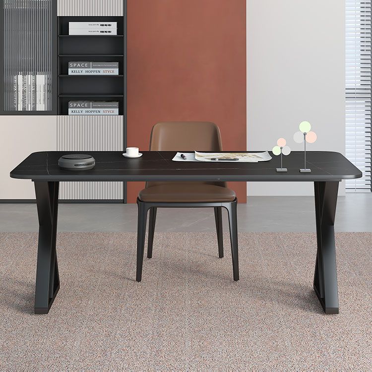 Industrial Style Task Desk Rectangular Shaped Office Desk in Grey/White/Black