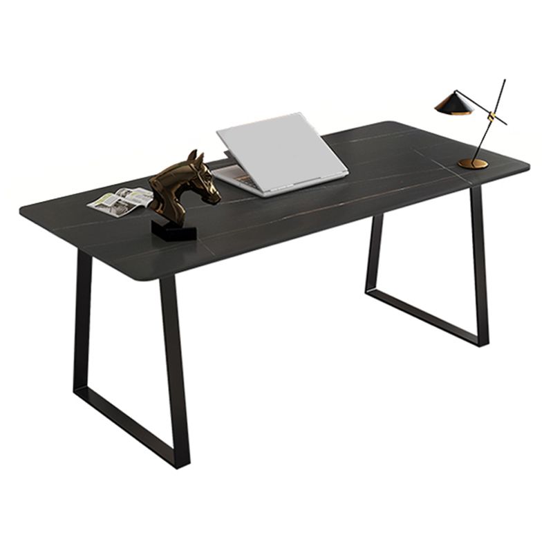 Glam Style Stone Writing Desk Rectangular Sled Base Writing Desk