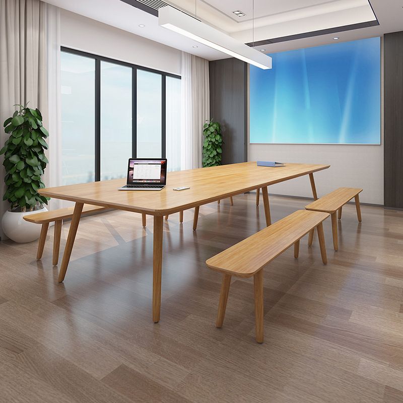 Rectangular Shaped Executive Desk Natural Writing Desk for Office