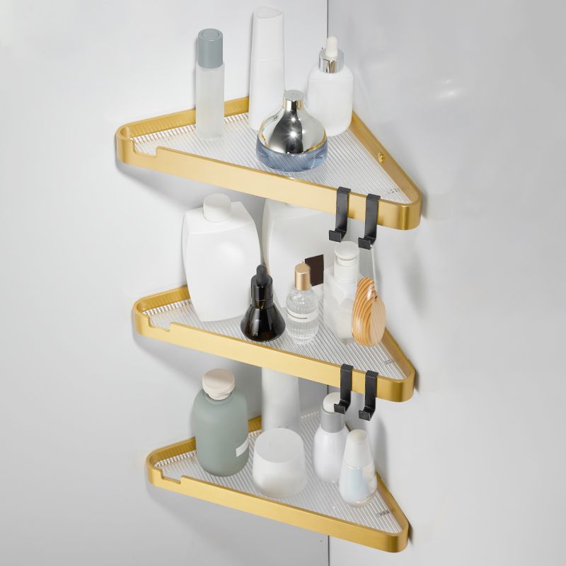 Modern Gold/Black 3 Piece Bathroom Accessory Set, Bath Shelf