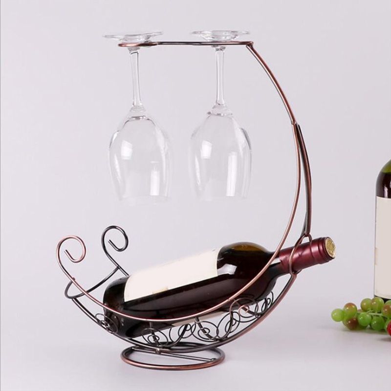 Modern Metal Wine Bottle Rack Countertop Bottle Holder for Living Room