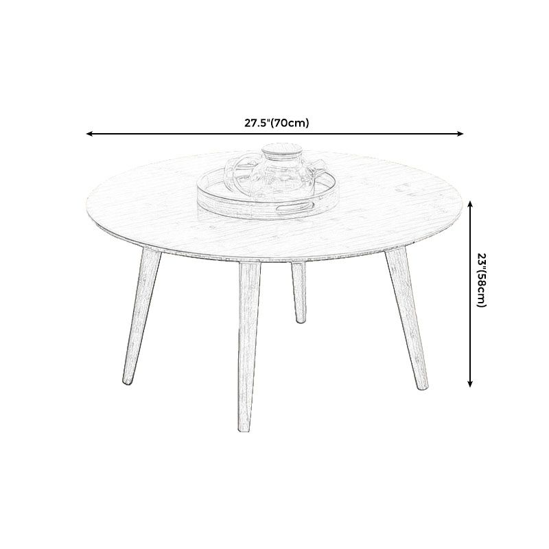 Round Wooden Coffee Table Four Legs Cocktail Table in Natural