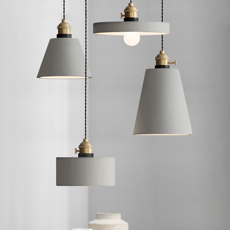 Cement Hanging Lamp Kit Grey Modern Mini Pendant Light for Coffee Shop