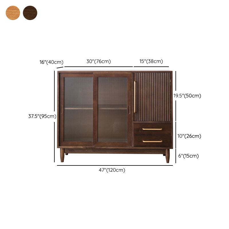 Glam Sideboard Cabinet Pine Sideboard Table with Legs for Kitchen