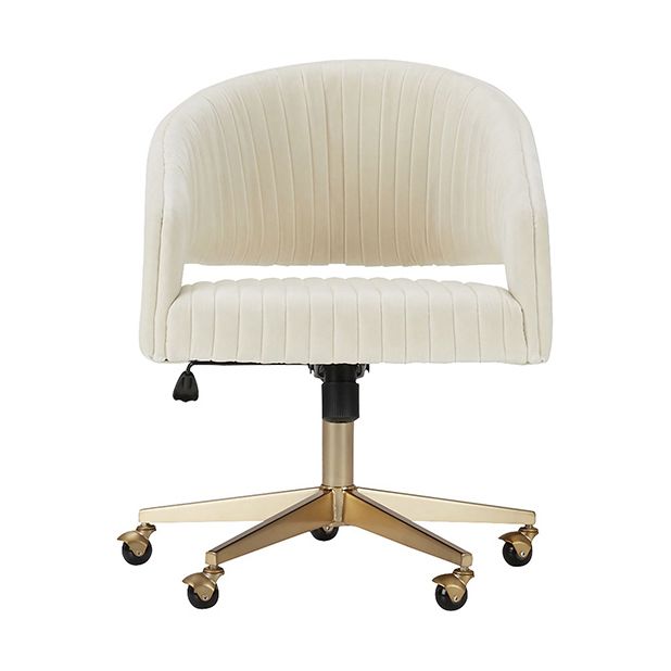 White Modern Swivel Chair Adjustable Seat Height Office Chair with Wheels