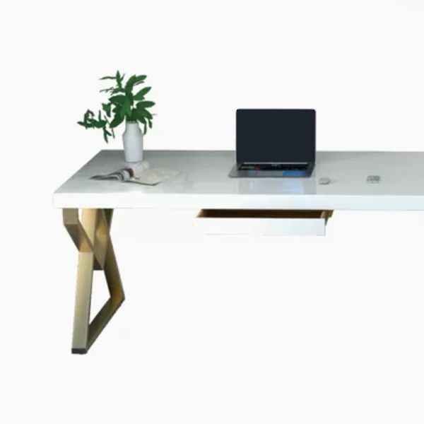 Glam Solid Wood Office Desk Rectangular Writing Desk for Office