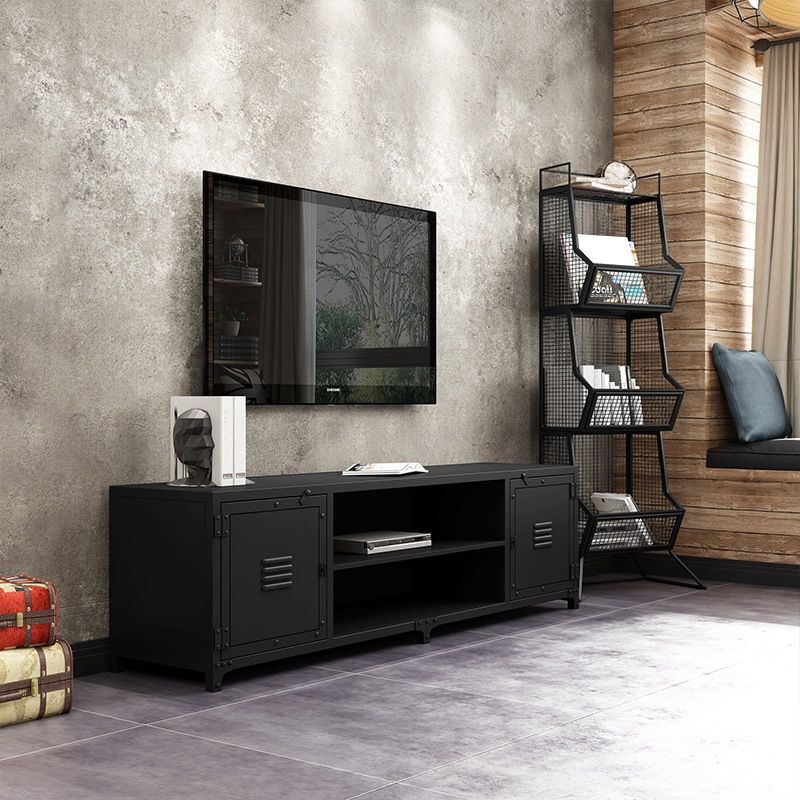 Industrial Iron TV Console Open Storage TV Media Stand for Living Room