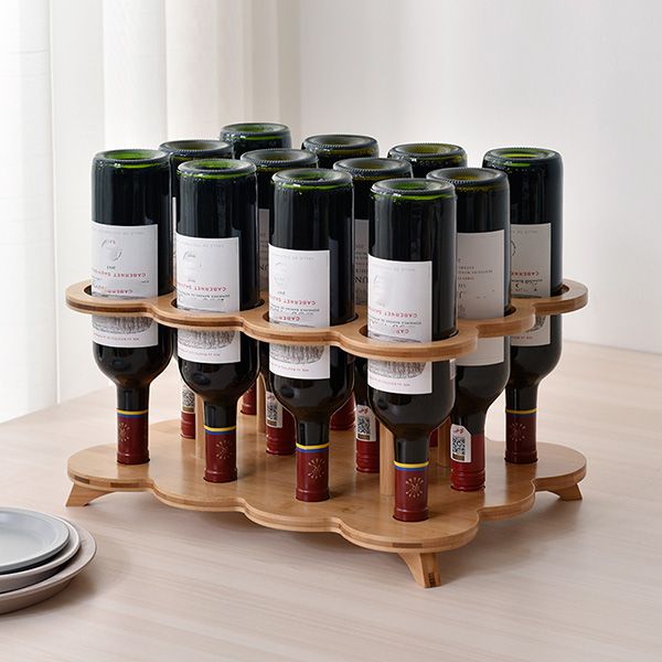 Modern Tabletop Wine Bottle Rack Wooden Wine Bottle Rack for Home