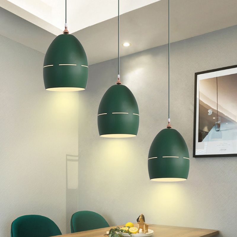 Metal Oval Shape Suspension Light 1 Light Macaron Loft Hanging Light for Dining Room