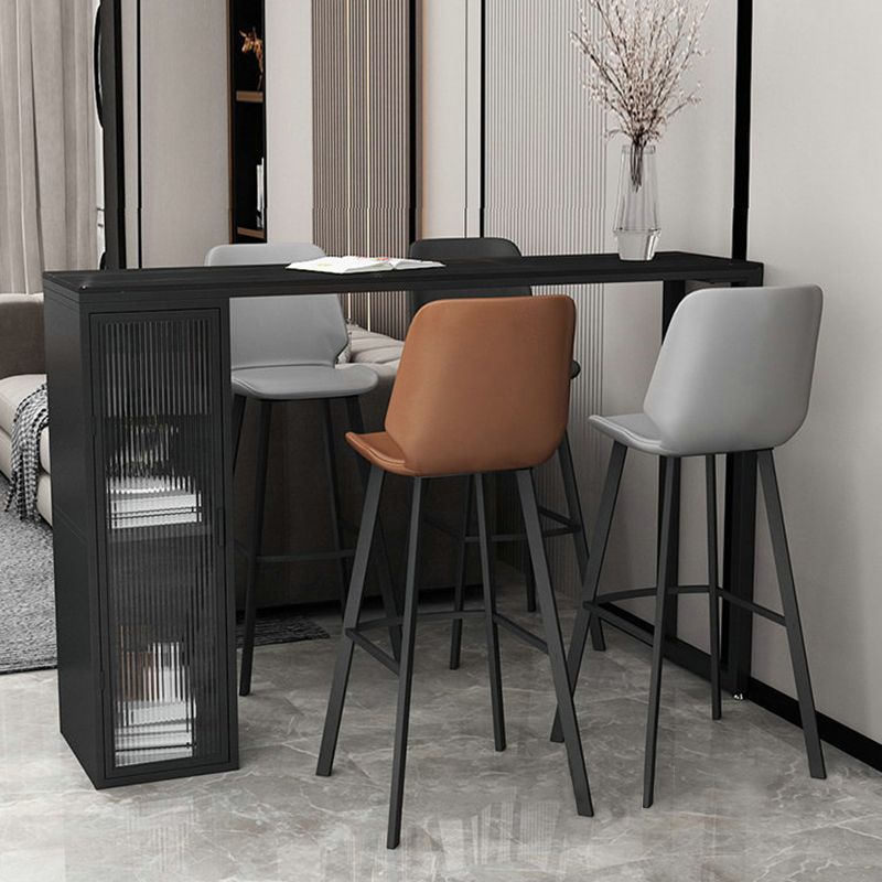 Modern Bar Table Stone Top Pub Table with Shelf for Living Room, Only Table