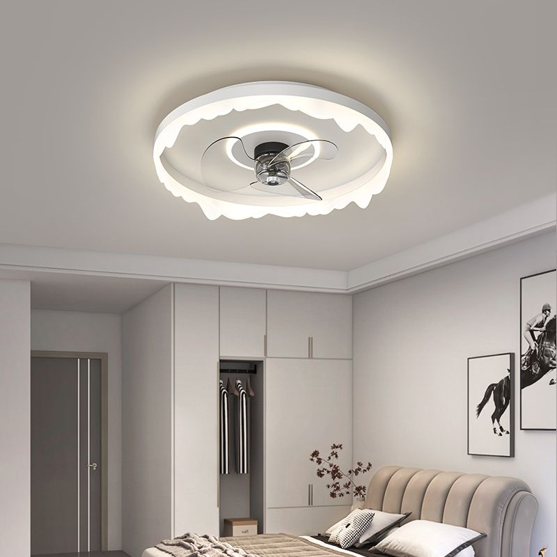 Circle Metal Ceiling Fan Lamp Simplicity LED Ceiling Mounted Lighting for Bedroom