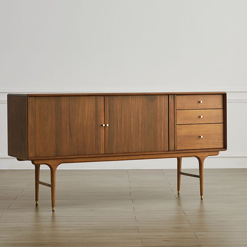 Modern Wood Sideboard Table 3 Drawers Buffet Table Cabinets Included for Living Room