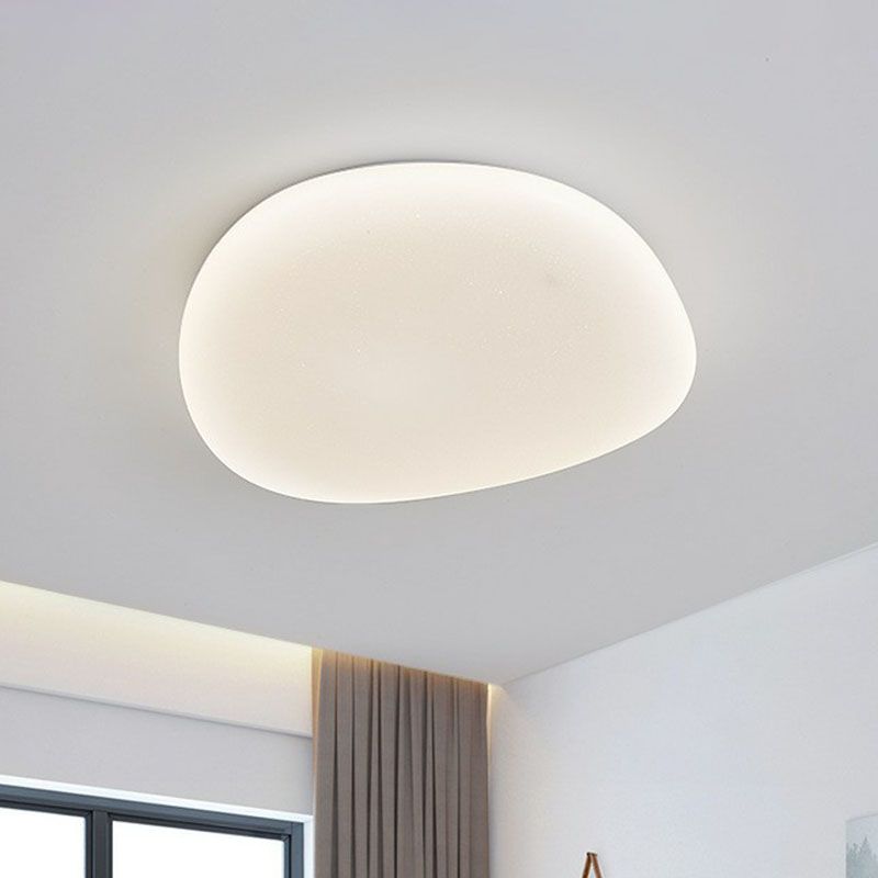 Pebble Stone Bedroom LED Flush Mount Acrylic Modern Flushmount Ceiling Light in White