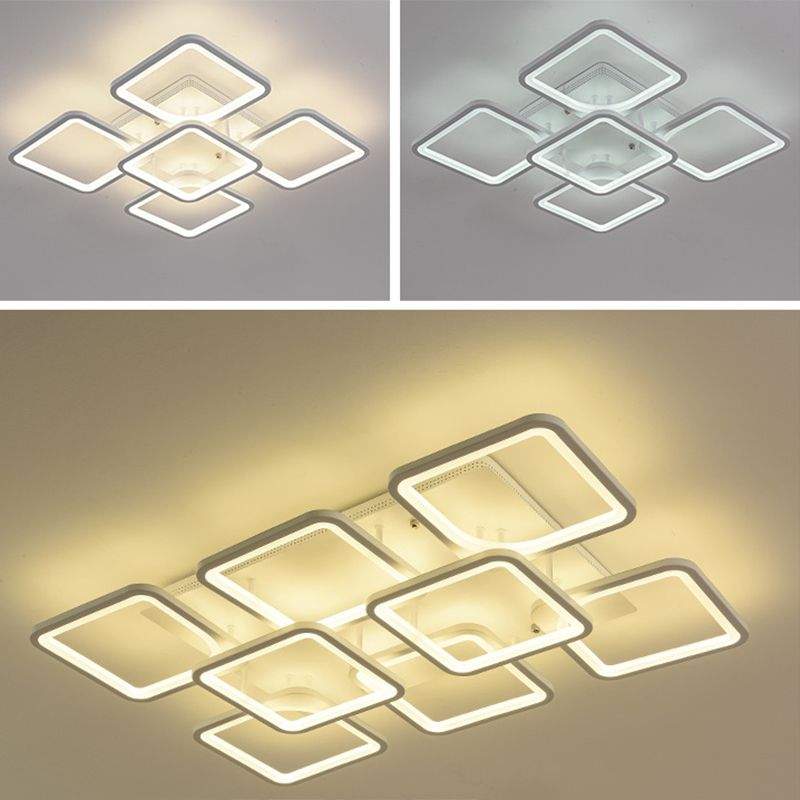 Acrylic Square Semi Flush Mount Ceiling Light Modern Style LED White Semi Flush Mount