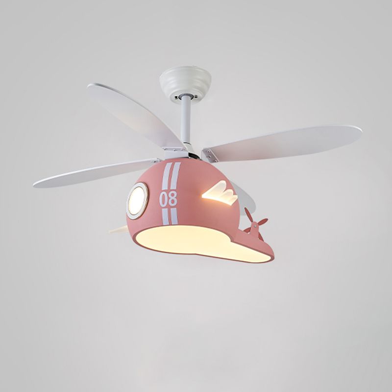 Cartoon Style Iron Ceiling Fan Lamp Helicopter Shape Ceiling Fan Light for Bedroom