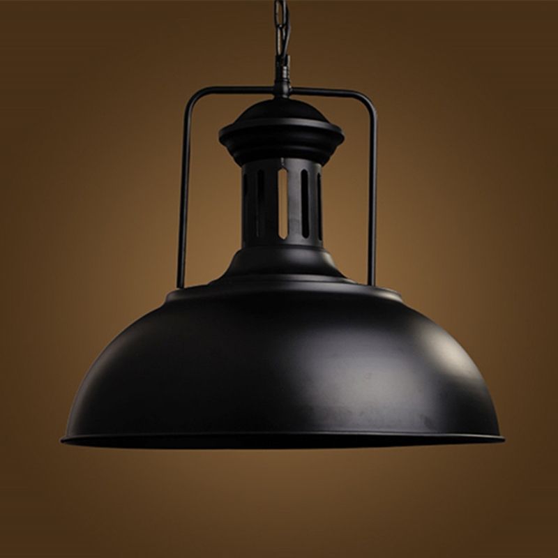 1 Light Dome Pendant Industrial Metal Ceiling Pendant with Hanging Chain for Bar