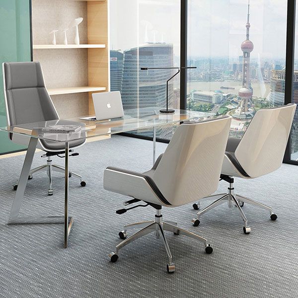 Modern Fixed Arms Managers Chair Height-adjustable Swivel Ergonomic Executive Chair