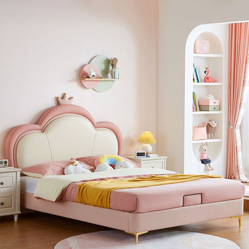 Panel Headboard Standard Bed Modern Princess Leather Kids Bed