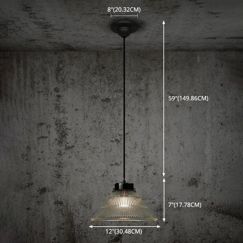 Luce a sospensione a soppalco industriale di vetro Luce sospesa a 1 luce per sala da pranzo