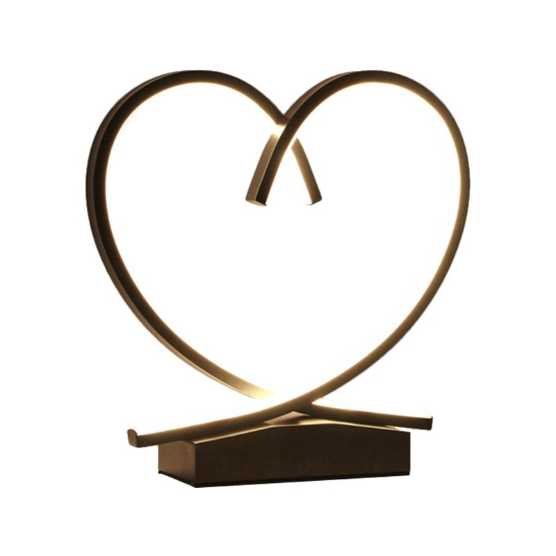 Loving Heart Wooden Night Table Light Simplicity Black/White/Wood LED Desk Lighting for Sleeping Room