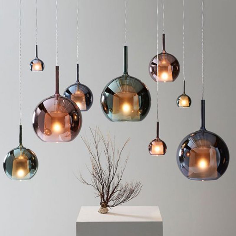 Electroplate Polishing Glass Hanging Light Ball Shape Modern Simplicity 1-Light Pendant Lamp for Dining Room Bedroom