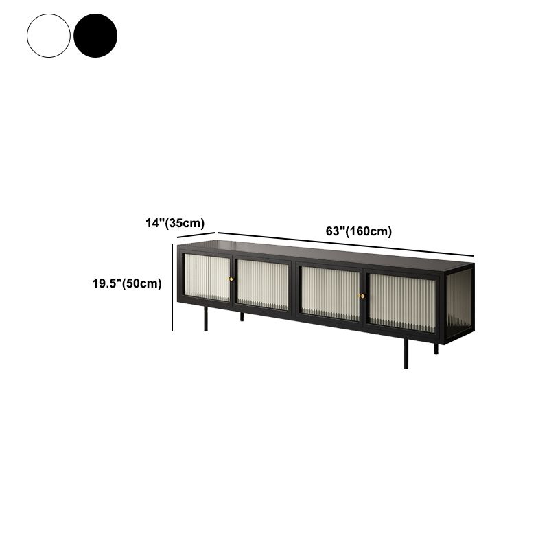 Home Metal TV Console Industrial Rectangle TV Cabinet with Glass Doors