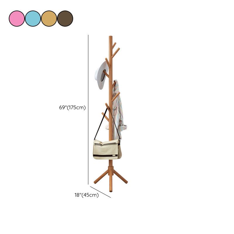 Free Standing Hall Tree Wood Nordic Style Coat Hanger with 8 Hooks