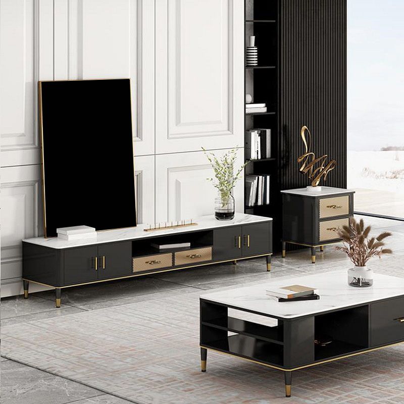 Modern TV Media Console Stone TV Media Stand for Living Room