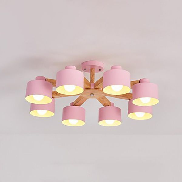 Metal Cylinder Hanging Light Fixtures Modern Style Multi Lights Ceiling Suspension Lamp