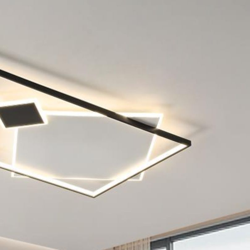 Interior LED Square Flush Mount Light Contemporary Metal Ceiling Flush in Black