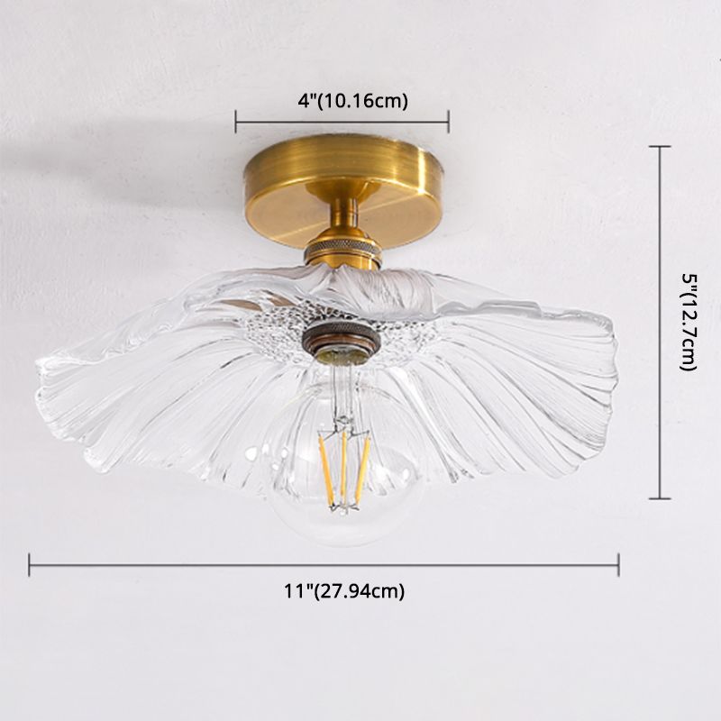 Traditional Clear Glass Ceiling Light Corridor Lighting Fixture with Brass Lamp Holder