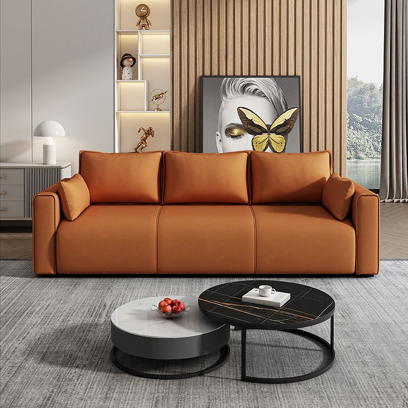 Faux Leather and Suede Stain Resistant Contemporary Standard Sofa Couch