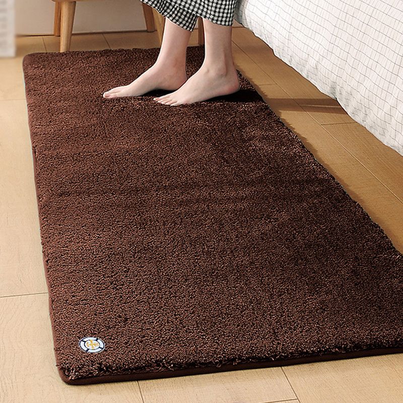 Blue Living Room Area Rug Solid Color Polyester Area Carpet Anti-Slip Easy Care Rug for Bedroom