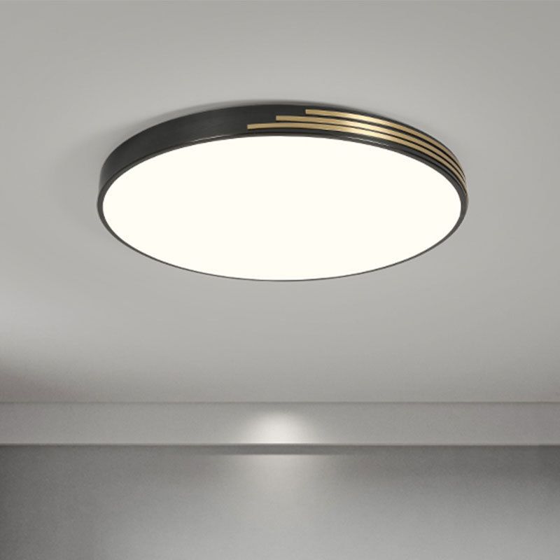 Contemporary Flush Light Round Brass Ceiling Lighting for Bedroom