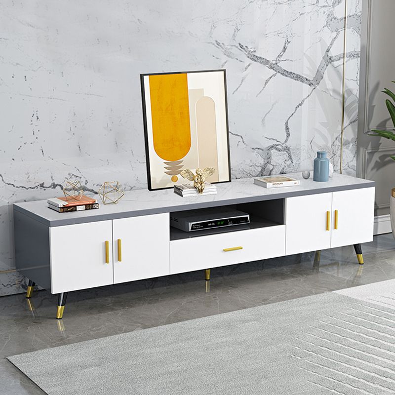 Modern TV Media Console Faux Wood TV Media Stand for Living Room