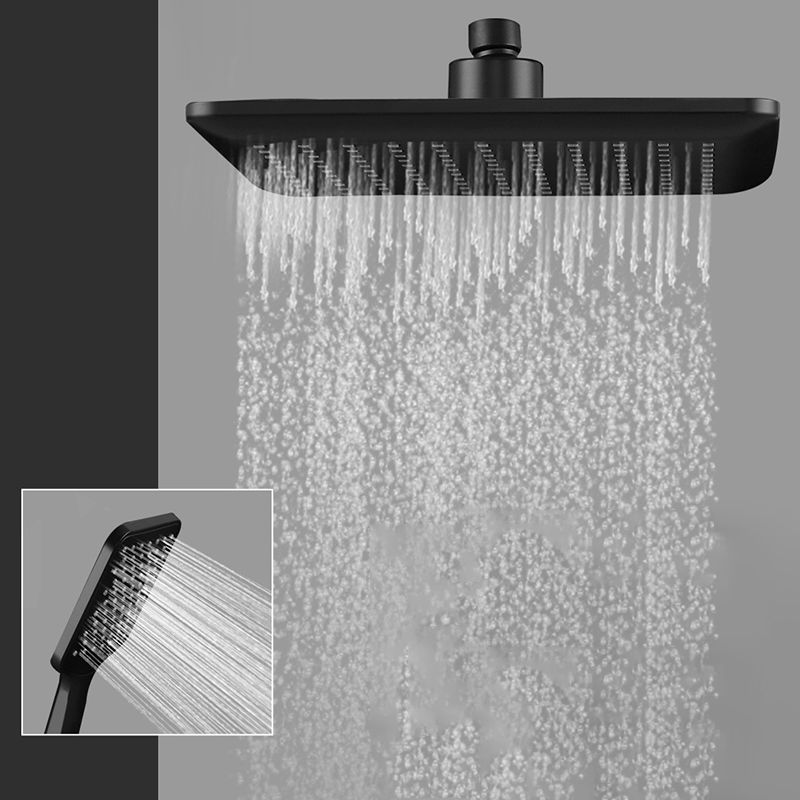 Modern Square Matte Black Shower Head Rain Fall Shower Head Combo