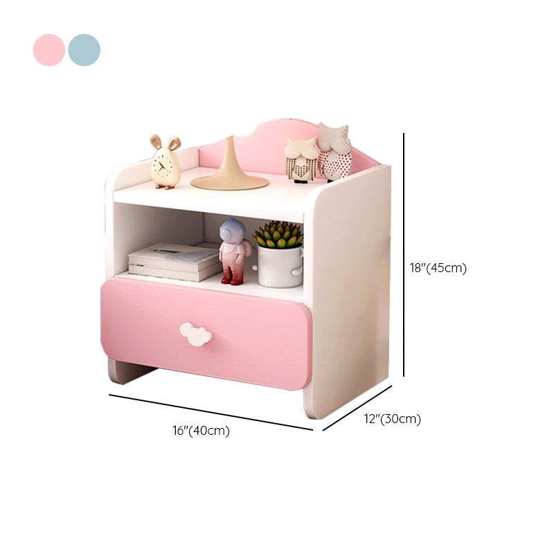 Storage Youth Nightstand Narrow Manufactured Wood Bedside Table for Nursery