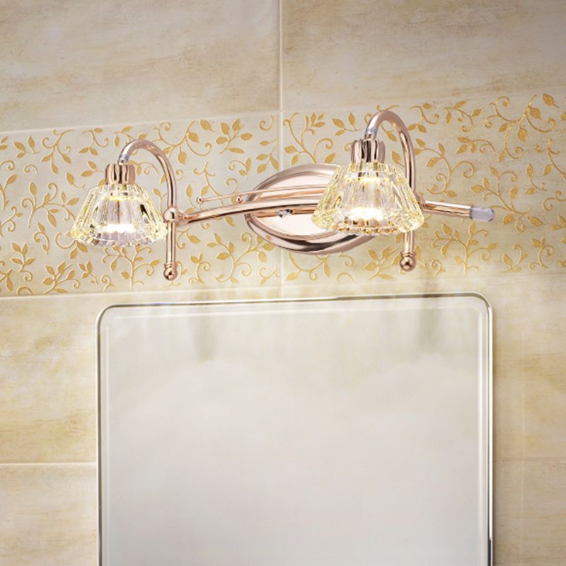 2/3 bulbos de tocador de pared luz contemporánea lámpara de pared de cristal de tono truncado contemporáneo en oro rosa