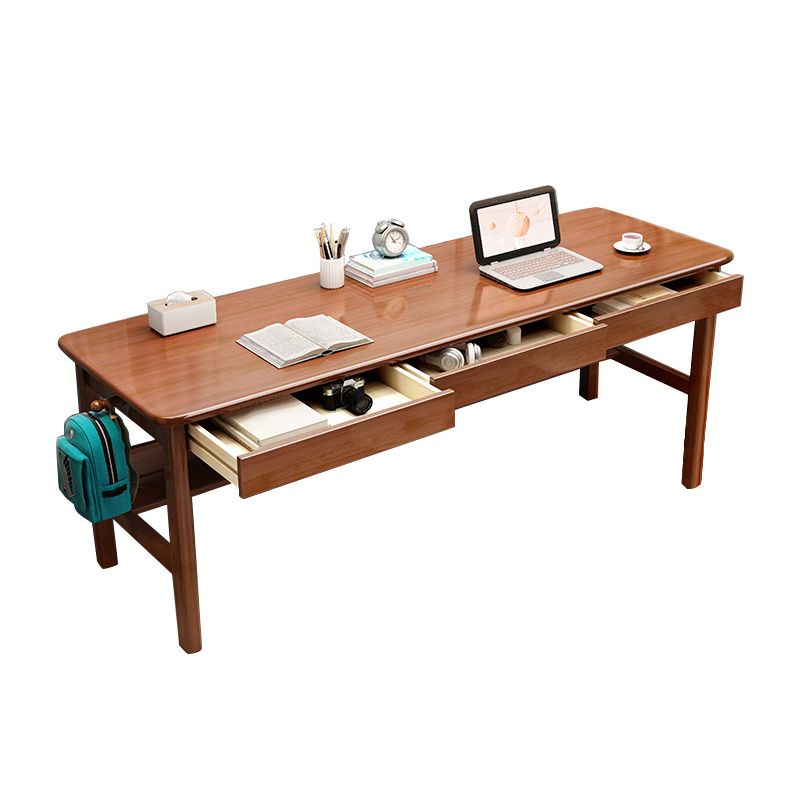 Solid Wood Rectangle Office Desk Modern 29.53" Tall Writing Desk with 3 Drawers