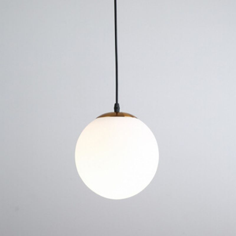 1 Light Spherical Pendant Light Modern Simple Frosted White Glass Glass Dining Table Hanging Lamp