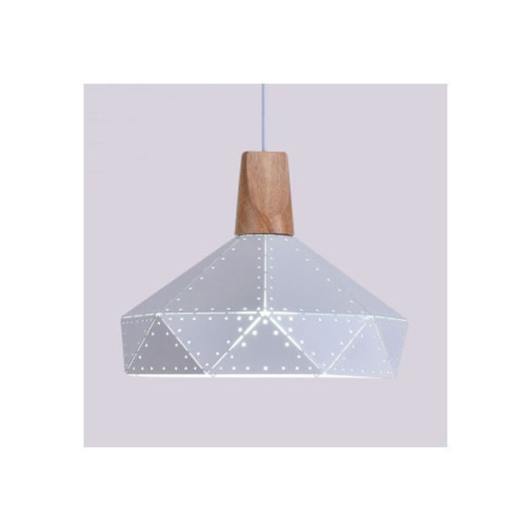 Metallic Diamond Shape Pendant Light Black/Grey/White 1 Light Modern Monochrome Hanging Light for Kitchen Stair