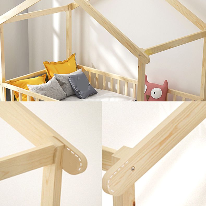 Solid Wood Nursery Crib with Casters Scandinavian Baby Crib with Guardrail