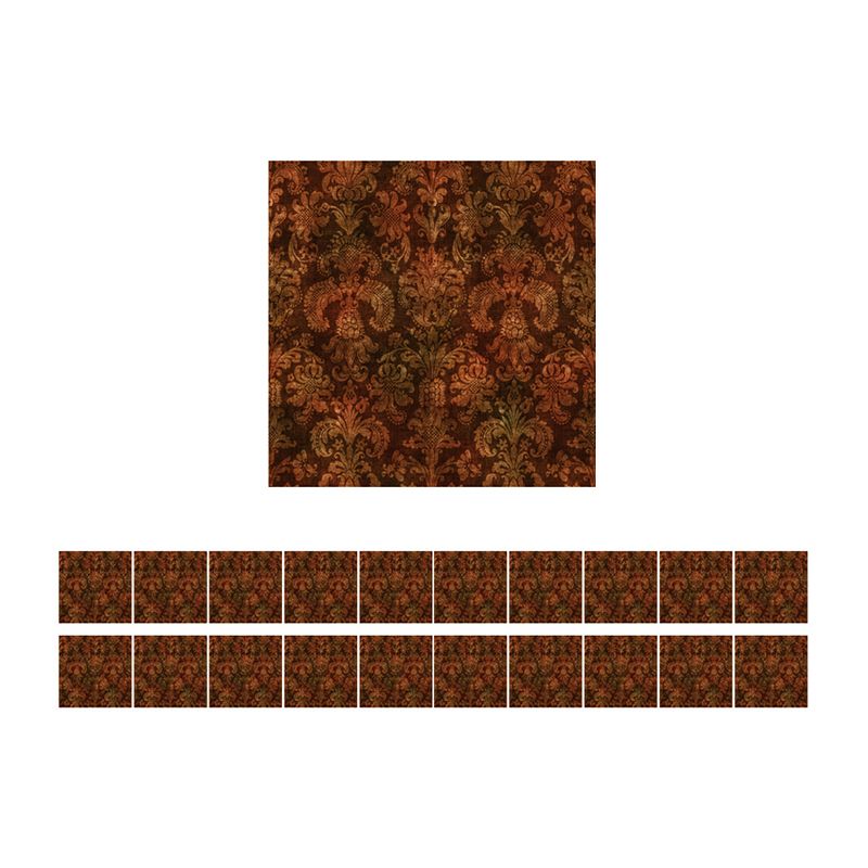 Retro Damask Pattern Wallpaper Panels Red Brown Self Sticking Wall Decor for Bedroom