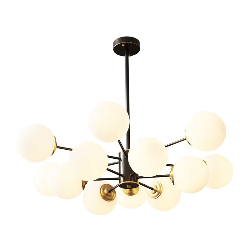 Chandelier en laiton nordique Globe Multi Light Chandelier Pendant avec verre pour le salon